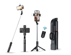 SELFIE STICK CU TELECOMANDA, LED-URI, INALTIME DE 115CM , CONECTARE TELEFON