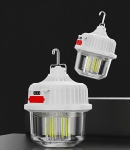 Set 2 x Lampă solară de camping reîncărcabilă, 100W, rezistenta la intemperii - Img 1