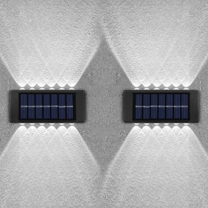 SET 4 LAMPI SOLARE BIDIRECTIONALE 12 LED ALB RECE - Img 1