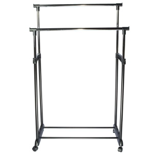 Stand haine dublu, negru, 83x43x94-168 cm - Img 2
