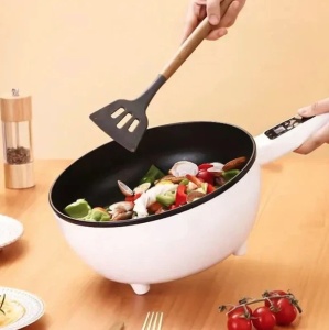 Tigaie Electrica Multifunctionala, 26 Cm, Pentru Gatit Fara Aragaz, Cu Panou De Control Inteligent + Capac - Img 1