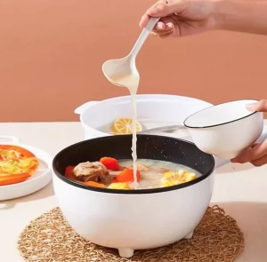 Tigaie Electrica Multifunctionala, 26 Cm, Pentru Gatit Fara Aragaz, Cu Panou De Control Inteligent + Capac - Img 3