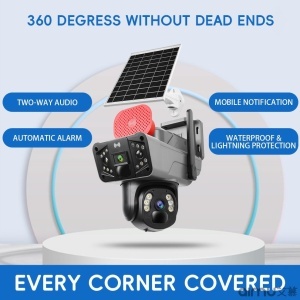 Camera De Supraveghere Dubla, Panou Solar, Conexiune 5G SIM Slot, 8MP FULL HD, 355°, Impermeabil, Alarma, Tracking, Microfon - Img 5