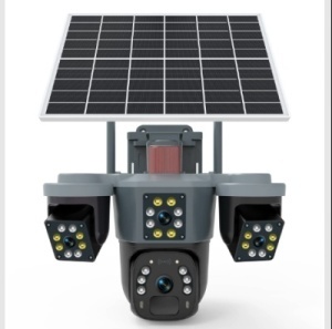 CAMERA SUPRAVEGHERE CU PANOU SOLAR 4K 12MP CU 3 LENTILE + 4G