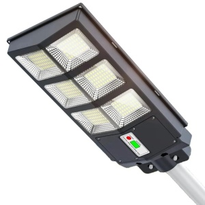 LAMPA SOLARA STRADALA CU PANOU SOLAR SI TELECOMANDA, 300 W , REZISTENT LA APA - Img 1