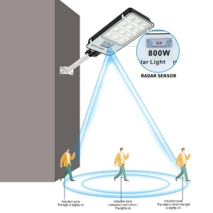 Lampa solara stradala, putere 300W/800W/1000W, cu telecomanda, senzor lumina si miscare - Img 3