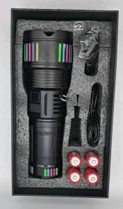Lanterna de mana aluminiu,foarte puternica ,LED laser , 5 moduri de intensitate a luminii, USB - Img 2