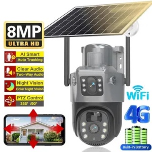 PACHET 2 X CAMERA DE SUPRAVEGHERE DUBLA CU PANOU SOLAR CARTELA SIM 4G - Img 4