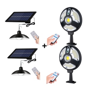 PACHET 2 X LAMPA SOLARA CU ABAJUR CU TELECOMANDA + 2 LAMPI SOLARE CIRCULARE - Img 1