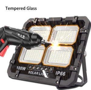 Proiector solar 200w cu 4 casete luminoase , suport, telecomanda, panou solar - Img 3