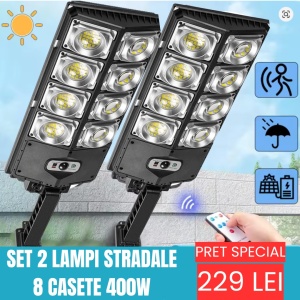 SET 2 X LAMPA SOLARA TIP STRADAL 400W 8 CASETE LED SMD - Img 6