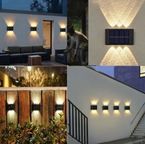SET 8 LAMPI SOLARE DE PERETE CU LED BIDIRECTIONAL 6 LED - Img 1