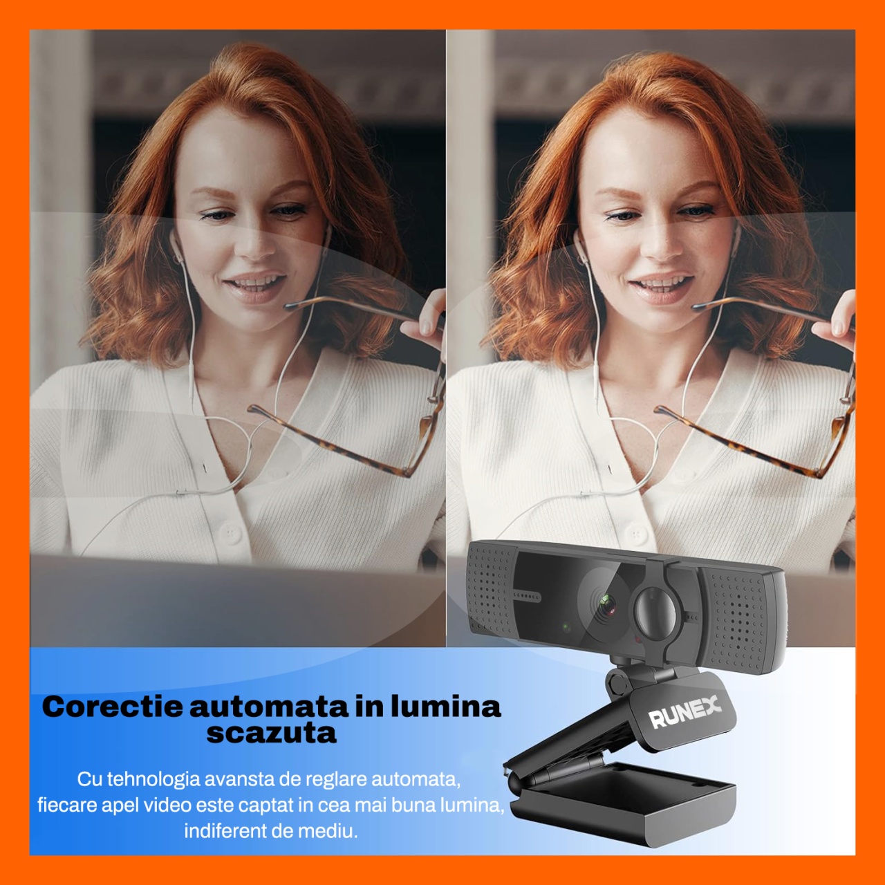 Camera Web RUNEX®, Model S700 PRO, 1440p, Auto-Focus, 2K, Expunere