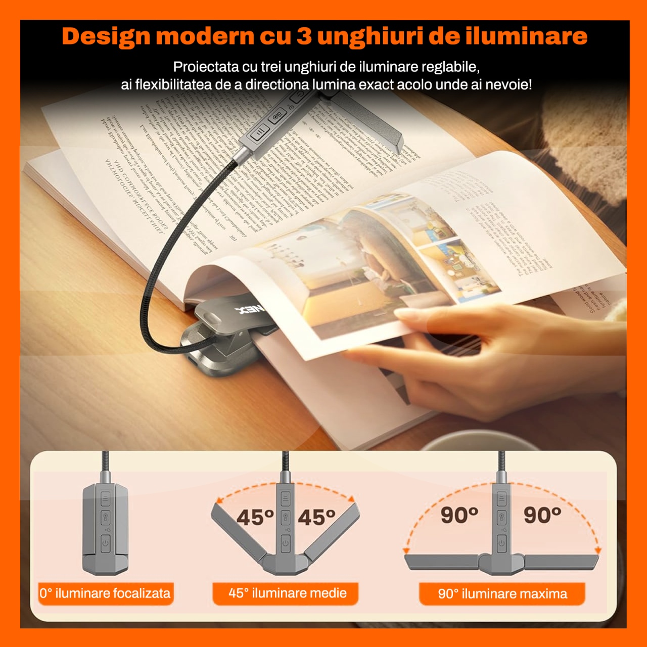 Lampa Citit Carti RUNEX®, Capat Reglabil, 27 LED-uri Super Bright