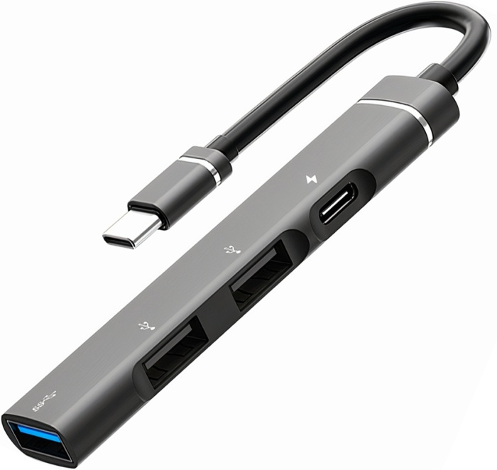 Hub USB 4 in 1 RUNEX®, Conexiune Type-C, Porturi USB 3.0, Type-C, 2x USB 2.0
