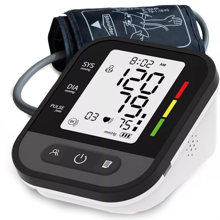 Tensiometru de brat, WowStep®, Masurare Tensiune Sistolica/Diastolica, Puls, Senzor de mare Precizie, Ecran LCD, Diagonala de 3.2 Inch, Manseta Reglabila, Portabil