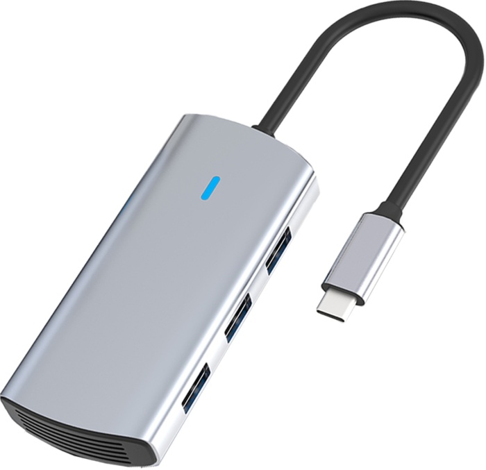 Hub USB 6 in 1 RUNEX®, Conexiune Type-C, 3 Porturi USB 3.2, Semnal Video HDMI 4K 30hz