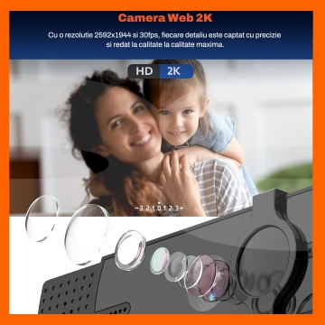 Camera Web RUNEX®, Model S700 PRO, 1440p, Auto-Focus, 2K, Expunere Automata, Trepied, Capac Intimitate - Img 3