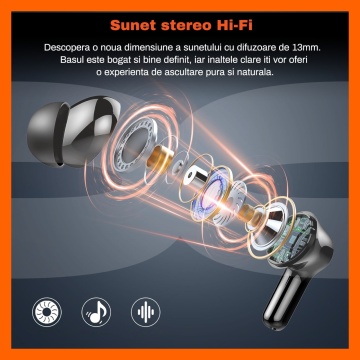 Casti Wireless Audio RUNEX®, Model Urban CX30, Autonomie 40h, Negru - Img 6