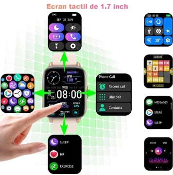 Ceas Smartwatch Fitness, WowStep®, Notificari, Monitorizare Activitati, Somn, Ritm Cardiac, Pedometru, Gold - Img 3