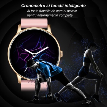 Ceas Smartwatch, model Z12 Pro, Apelare Bluetooth, Asistenta Vocala, Curea din Silicon, Roz - Img 6