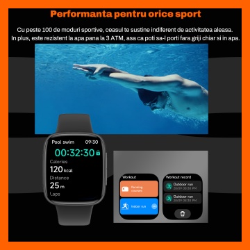 Ceas Smartwatch RUNEX® Active PX10, Ecran Amoled 1.85’’, Apeluri, Monitorizare Activitati Fizice, Autonomie 7 Zile, Negru - Img 9
