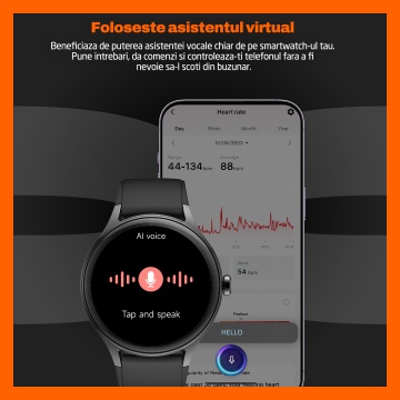 Ceas Smartwatch RUNEX® Active RX10, Ecran 1.27’’, Apeluri, Monitorizare Activitati Fizice, Autonomie 7 Zile, Negru - Img 8