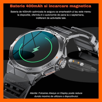 Ceas Smartwatch RUNEX®, Ecran Touch 1.43’’ Amoled, Autonomie 7 Zile, NFC, Interfata Customizabila - Img 2
