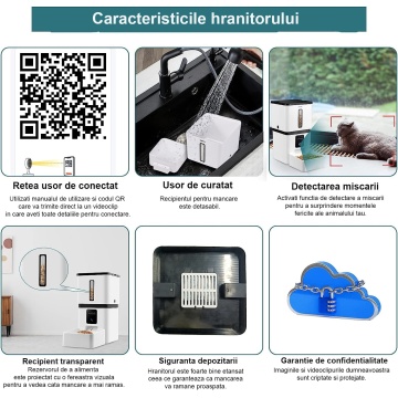 Hranitor Automat pentru Caini si Pisici, WowStep®, Wireless 5G, Sunet Bidirectional, Capacitate Dispenser Mancare 8l, Functie Adapator, Programabil, Aplicatie Telefon, Sursa Alimentare Duala, Camera Video cu Night Vision, Culoare Alb - Img 4