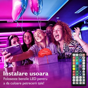 Kit Banda LED, WowStep® 15 Metri, 5050 RGB, Latime 10mm, Aplicatie Telefon, WI-FI, Senzor Sunet, Telecomanda, Multicolor - Img 2