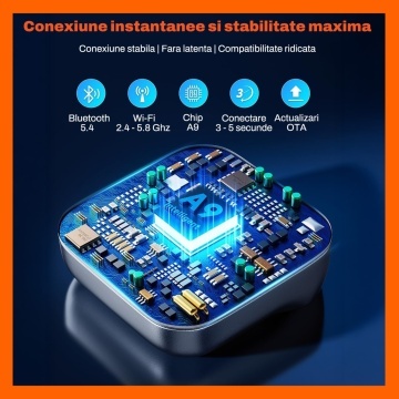 Resigilat - Adaptor Wireless CarPlay & Android Auto Runex®, pentru Masina, 5.8GHz, Bluetooth 5.4, Auto-Reconectare Rapida, Fara Latenta, Plug & Play, Compatibil iOS & Android, 1000+ Modele Auto, Siri/Google Assistant, Actualizari OTA, Negru - Img 2