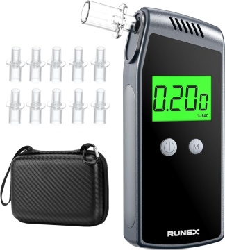 Resigilat - Alcool Tester Digital Runex®, Etilotest Profesional Portabil, Acuratete de 0.01% BAC, Negru