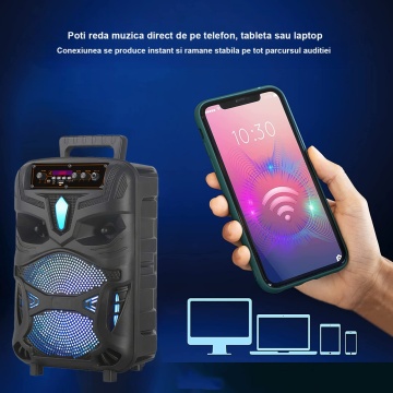 Resigilat - Boxa Portabila Bluetooth WowStep, Model NDR-P55, Maner Transport, Microfon Detasabil, Telecomanda - Img 3