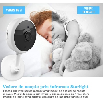 Resigilat - Camera Supraveghere, Baby Monitor Wireless WowStep®, FullHD 2MP, Monitorizare Video Audio Bebelusi, Vedere Nocturna, Sunet Bidirectional, Senzor Miscare, Fixare Usoara - Img 2