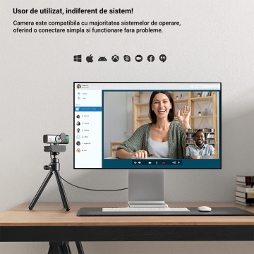 Resigilat - Camera Web Runex®, Webcam, Auto-Focus, Rotire 360 Grade, Trepied, Capac Intimitate - Img 3