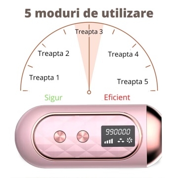 Resigilat - Epilator IPL WowStep®, epilare definitiva fara durere, 999.999 impulsuri, Tehnologie IPL, 5 trepte de intensitate, pentru barbati si femei, Senzor Piele, fata, corp, axila si inghinal, Roz - Img 9