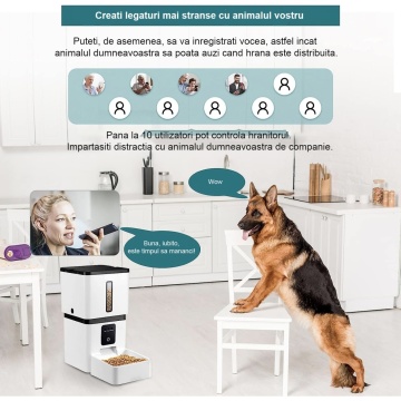 Resigilat - Hranitor Automat pentru Caini si Pisici, WowStep®, Wireless 5G, Sunet Bidirectional, Capacitate Dispenser Mancare 8l, Functie Adapator, Programabil, Aplicatie Telefon, Sursa Alimentare Duala, Camera Video cu Night Vision, Culoare Alb - Img 6
