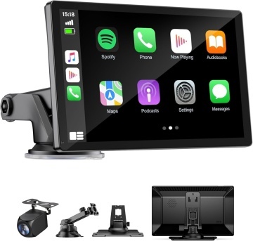Resigilat - Sistem Navigatie Auto Portabil Runex®, CarPlay si Android Auto Wireless, Interfata in Limba Romana, Ecran Touchscreen 9 Inch, Bluetooth 5.0, Control Vocal Siri si Google Assistant, Camera Marsarier HD Inclusa, Unghi 170°, Vedere Noaptea