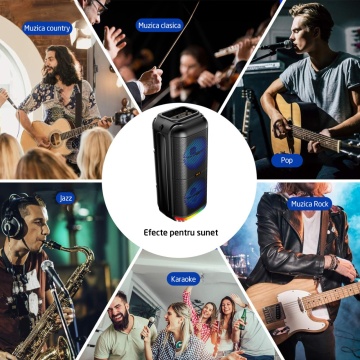 Boxa Portabila Tip Troler WowStep®, Microfon, 20W, 2400mAh, Conexiune USB, Doua Difuzoare 6.5 Inch - Img 6