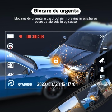 Camera Auto DVR, WowStep®, Model K-A3, 2K, Unghi de vizualizare de 170°, Night Vision,Card 64gb, Ventuza si Adeziv 3M, Diafragma f/1.8 - Img 3