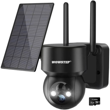 Camera de Supravegere WowStep®, Wi-Fi, 2K, Panou Solar, Detectare Umana, Unghi Captare 360°, Negru - Img 1