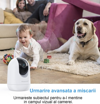 Camera de Supraveghere si Baby Monitor WowStep®, 3MP, Wi-Fi, 2K, Detectarea Miscarii, Audio Bidirectional, Unghi Captare 360° - Img 5