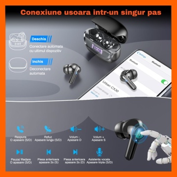 Casti Wireless Audio RUNEX®, Model Urban CX30, Autonomie 40h, Negru - Img 7