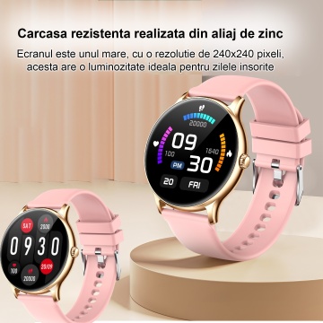 Ceas Smartwatch, model Z12 Pro, Apelare Bluetooth, Asistenta Vocala, Curea din Silicon, Roz - Img 7