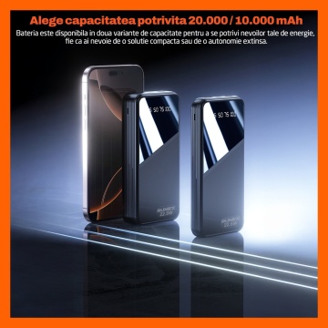 Resigilat - Baterie Externa Runex®, Model PB910, 20.000mAh, Power Bank Portabil, Incarcare Rapida 22.5W, 4 Porturi, Display LED, Compatibil Apple, Samsung, Universal, Acumulator 4 Cabluri, Type-C, Lightning, Micro-USB, USB-A - Img 8