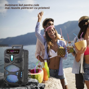 Resigilat - Boxa Portabila Bluetooth WowStep, Model NDR-P55, Maner Transport, Microfon Detasabil, Telecomanda - Img 4
