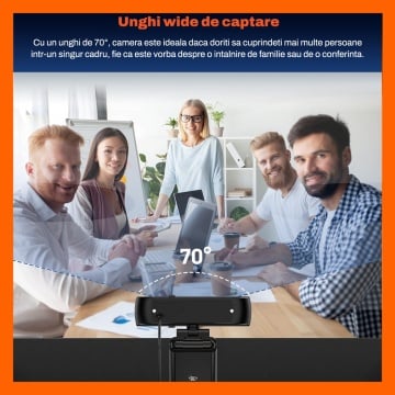 Resigilat - Camera Web RUNEX®, Model S700 PRO, 1440p, Auto-Focus, 2K, Expunere Automata, Trepied, Capac Intimitate - Img 2