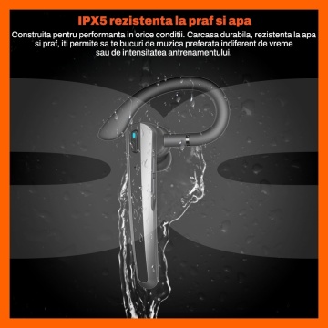Resigilat - Casca Bluetooth RUNEX®, Model Prime SX10, HandsFree, Bluetooth 5.4, Doua Microfoane, Eliminare Zgomot, Autonomie 45h, Baterie 430mAh, Raza Actiune 10m, Apeluri HD, Type-C, Compatibilitate Universala - Img 8