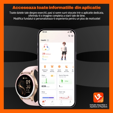 Resigilat - Ceas Smartwatch RUNEX® Active RX10, Ecran 1.27’’, Apeluri, Monitorizare Activitati Fizice, Autonomie 7 Zile, Roz - Img 5