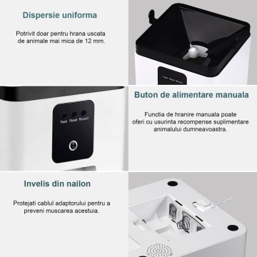 Resigilat - Hranitor Automat pentru Caini si Pisici, WowStep®, Wireless 5G, Sunet Bidirectional, Capacitate Dispenser Mancare 8l, Functie Adapator, Programabil, Aplicatie Telefon, Sursa Alimentare Duala, Camera Video cu Night Vision, Culoare Alb - Img 3